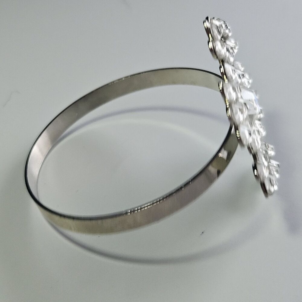 Children's Silver Tone Rhinestone Snowflake Bangle Bracelet 6.25" - Picture 8 of 10